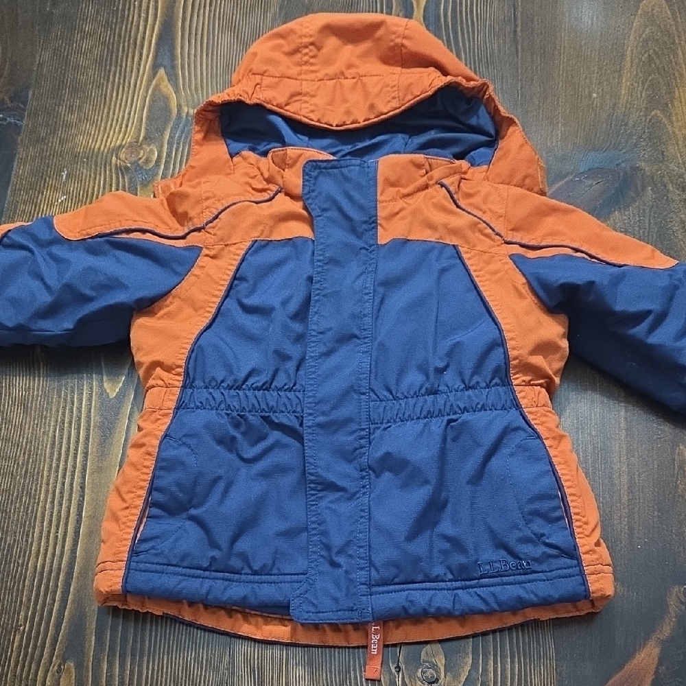 L.L. Bean Kids Puffer Jacket in Orange and Blue